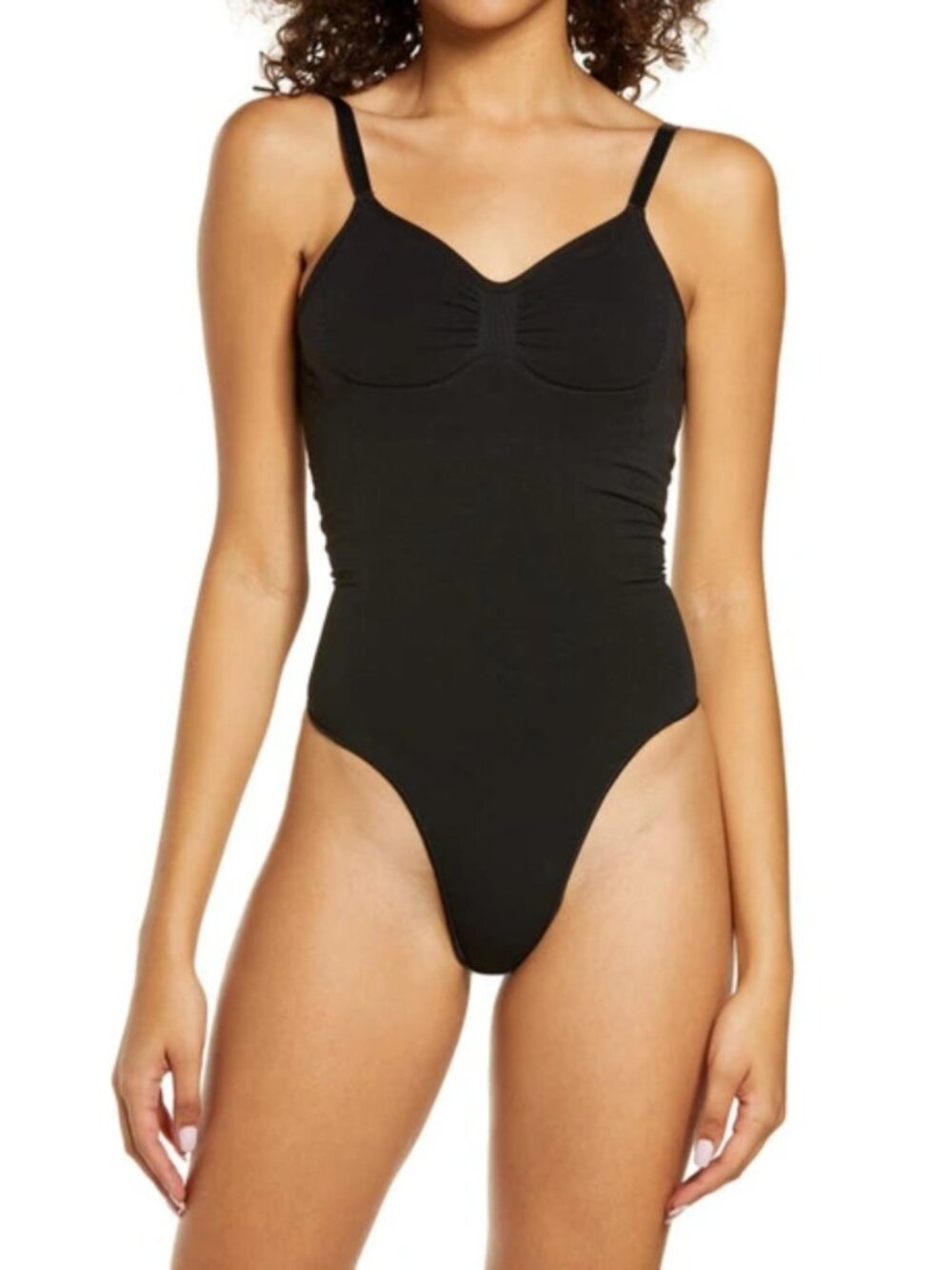 SKIMS Seamless Sculpt Thong Bodysuit Onyx Black M NWOT $78